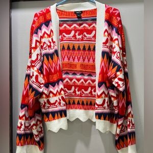 Rue 21 cropped holiday sweater cardigan size XL